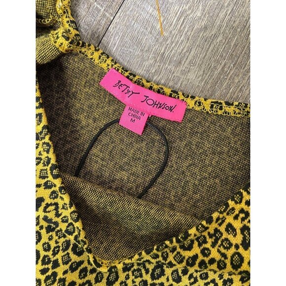 Betsey Johnson NWT Two-Tone Cheetah Print Mini Dress Yellow Size M - Picture 4 of 6